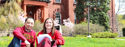 Students enjoying a beautiful day on the MINS lawn