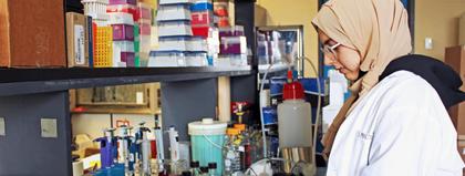 Student working in a lab