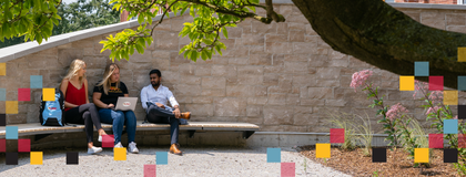 students outside studying together