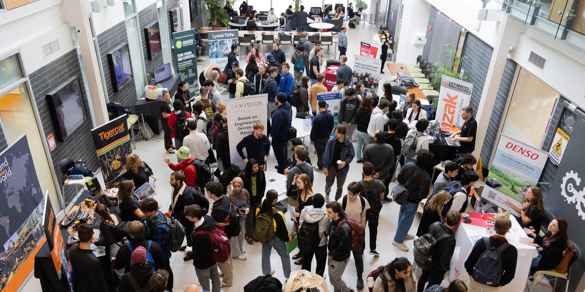 A job fair in the engineering building.