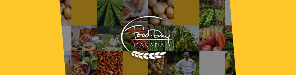 A collage of U of G photos (chefs, gardens, food) with Food Day Canada logo