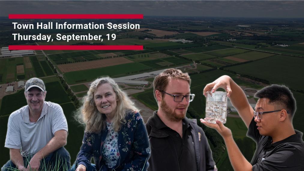 Smiling U of G researchers under a heading that reads Town Hall Information Session September 19, 2024