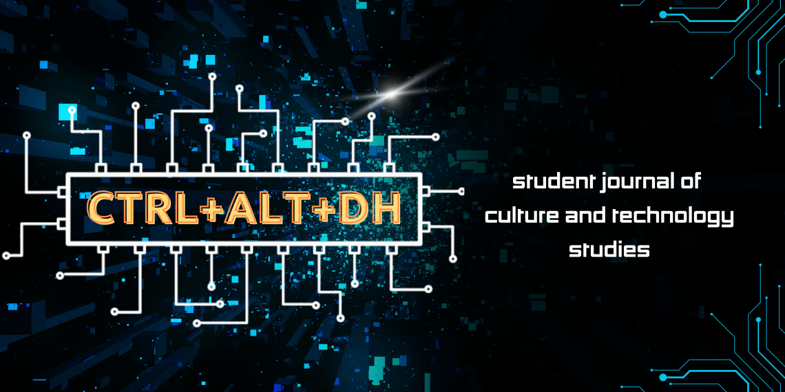 "CTRL+ALT+DH," the Student Journal of Culture and Technology Studies associated with Digital Humanities at the University of Guelph. "CTRL+ALT+DH" logo. 