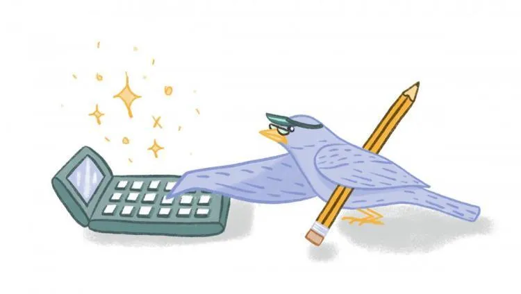 bird using calculator
