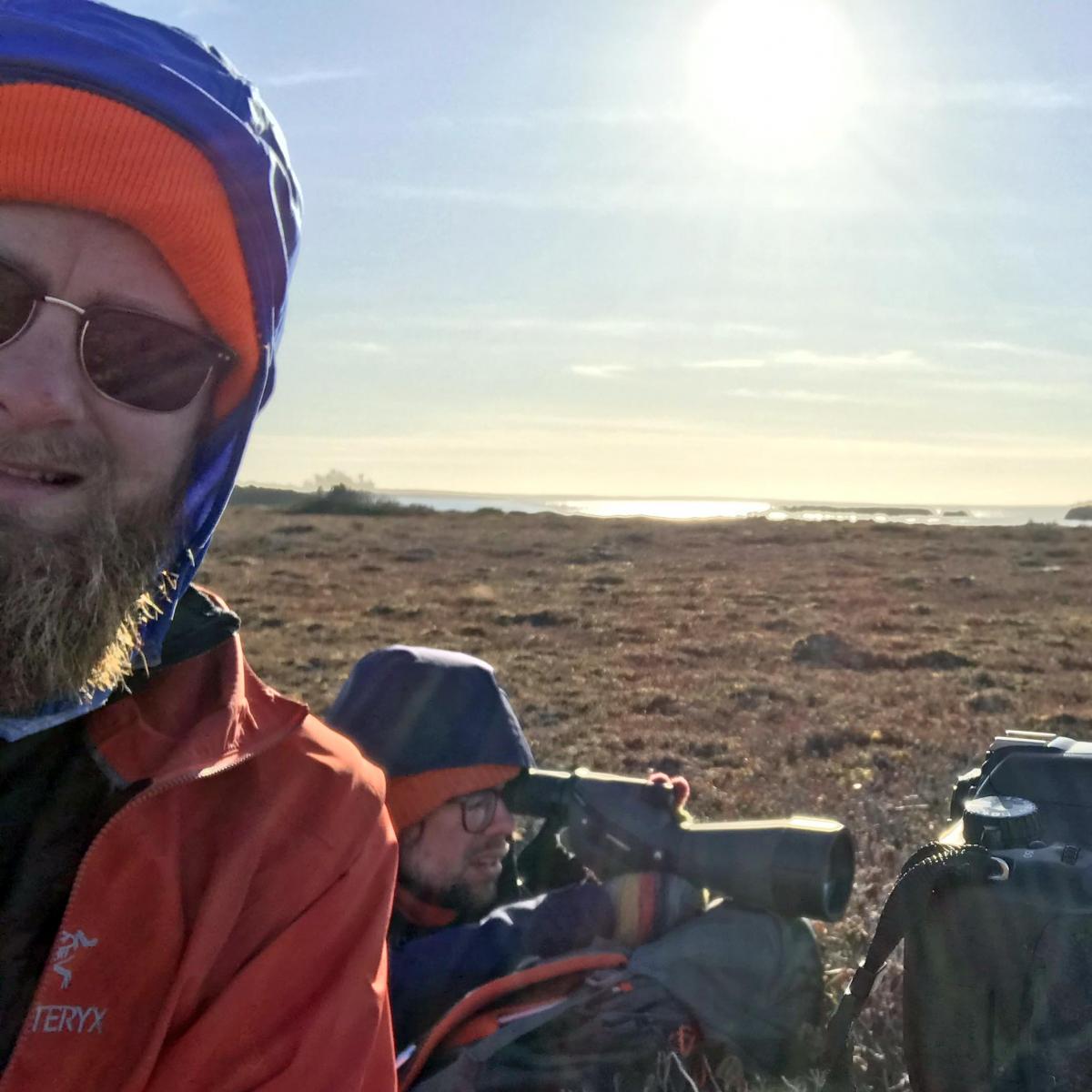 Quinn Webber and researcher in Newfoundland