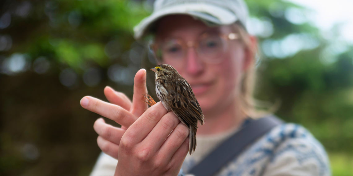 Sarah Mueller hold sparrow