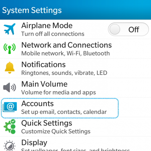 Settings for BlackBerry Devices Computing & Communications Services