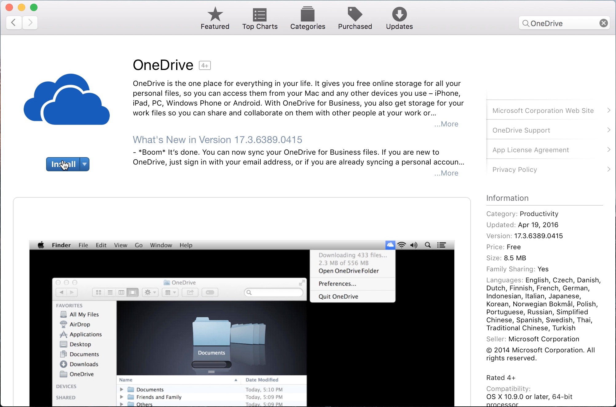 onedrive sync app mac