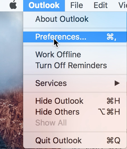 Outlook 2016 mac always use my response for this server