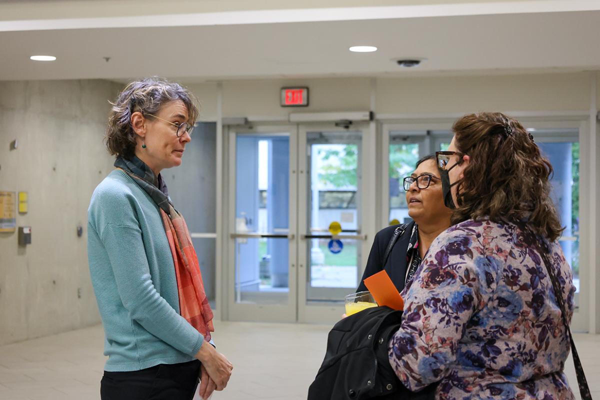 Drs. McGrenere, Ritu Chaturvedi and Stacey Scott network at the Tremaine Series Welcome Reception.