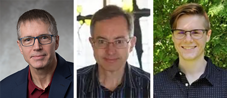 Headshot of Dr. John R. Dutcher, Dr. Robert Wickham and PhD student Benjamin Morling
