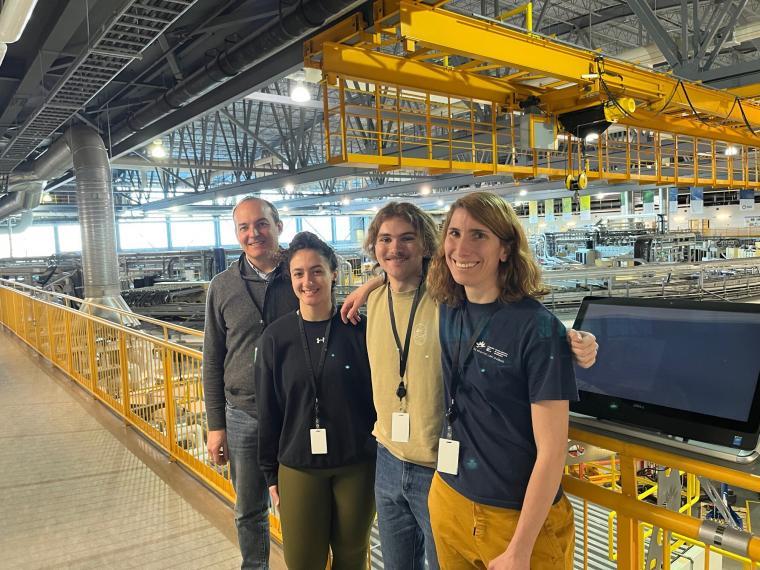 Dr. Erica Pensini and her students, Nour Kashlan and Peter Meszaros, with Dr. Stefano Gregori at the Canadian Light Source synchrotron.