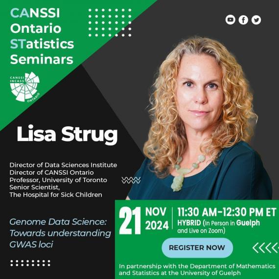 Graphic for CAST seminar with Dr. Lisa Strug's headshot and event details.