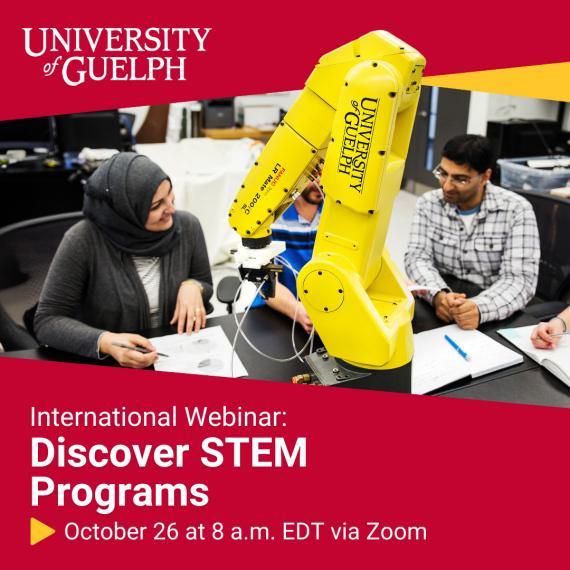 Graphic for Discover STEM Programs webinar with image of two students working together in a classroom and event details.