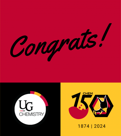 Congrats with UG Chemistry logo and Chem 150 logo