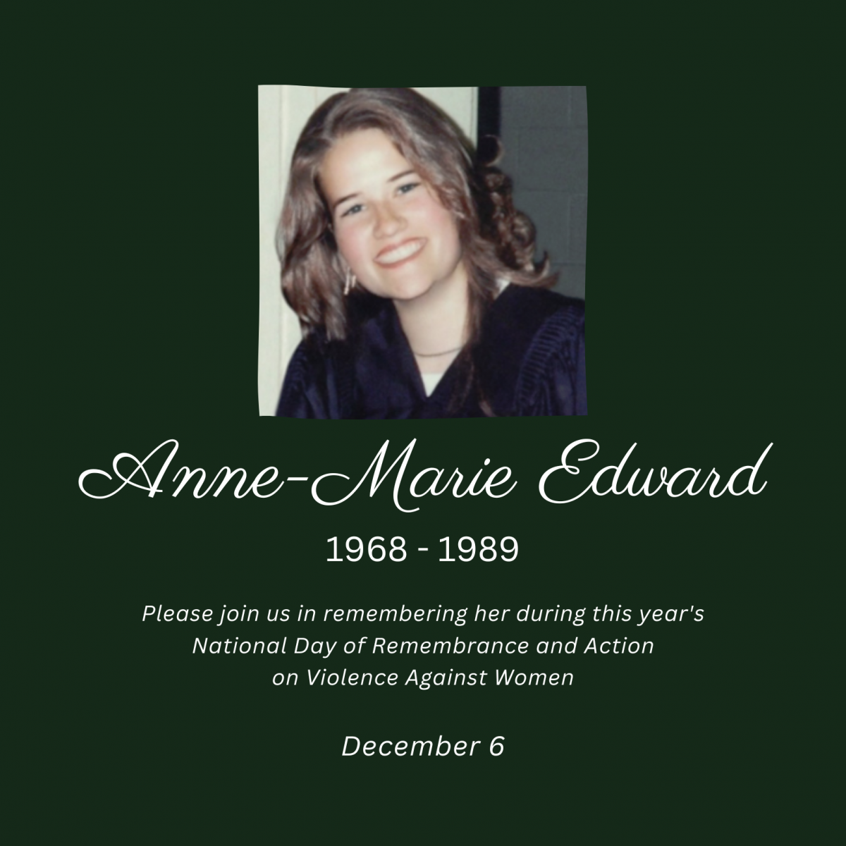 Anne-Marie Edward. 1968 to 1989.