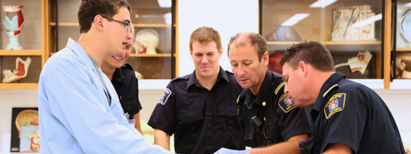 Instructor teaching firefighters