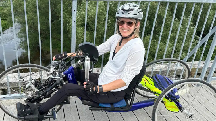 Cyndy McLean on a handcycle