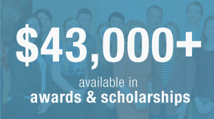 over $43,000 available to students in awards and scholarships