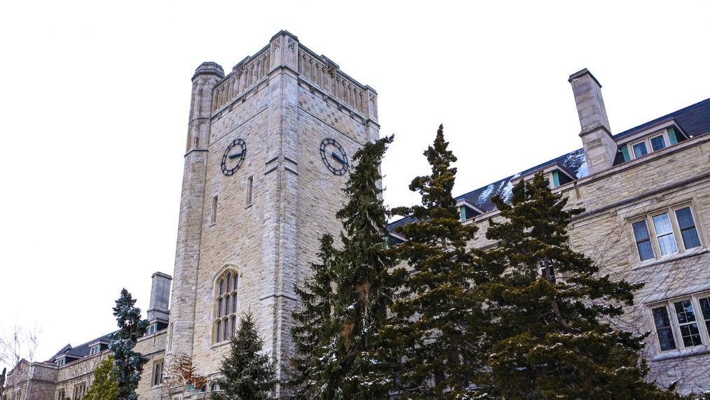 Johnston Hall in the winter. 