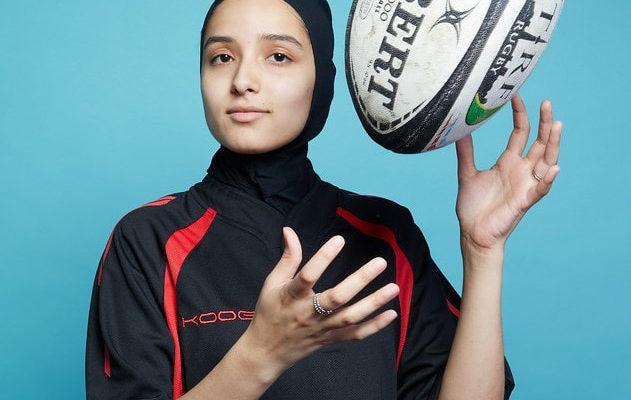 Young female athlete wearing hijab