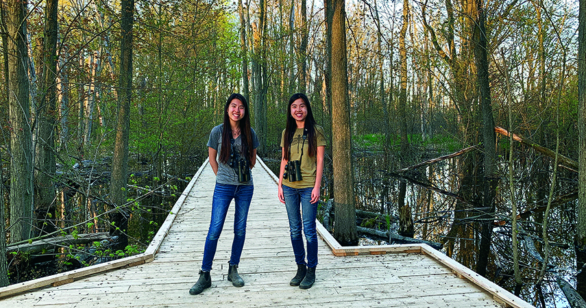 Naturalist interns Kitty (left) and Jenny Lin continue to provide virtual tours of the arboretum during this year’s pandemic.