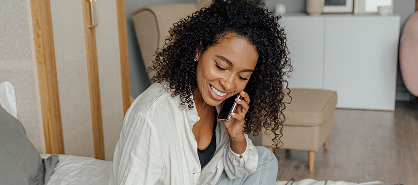 female student on the phone