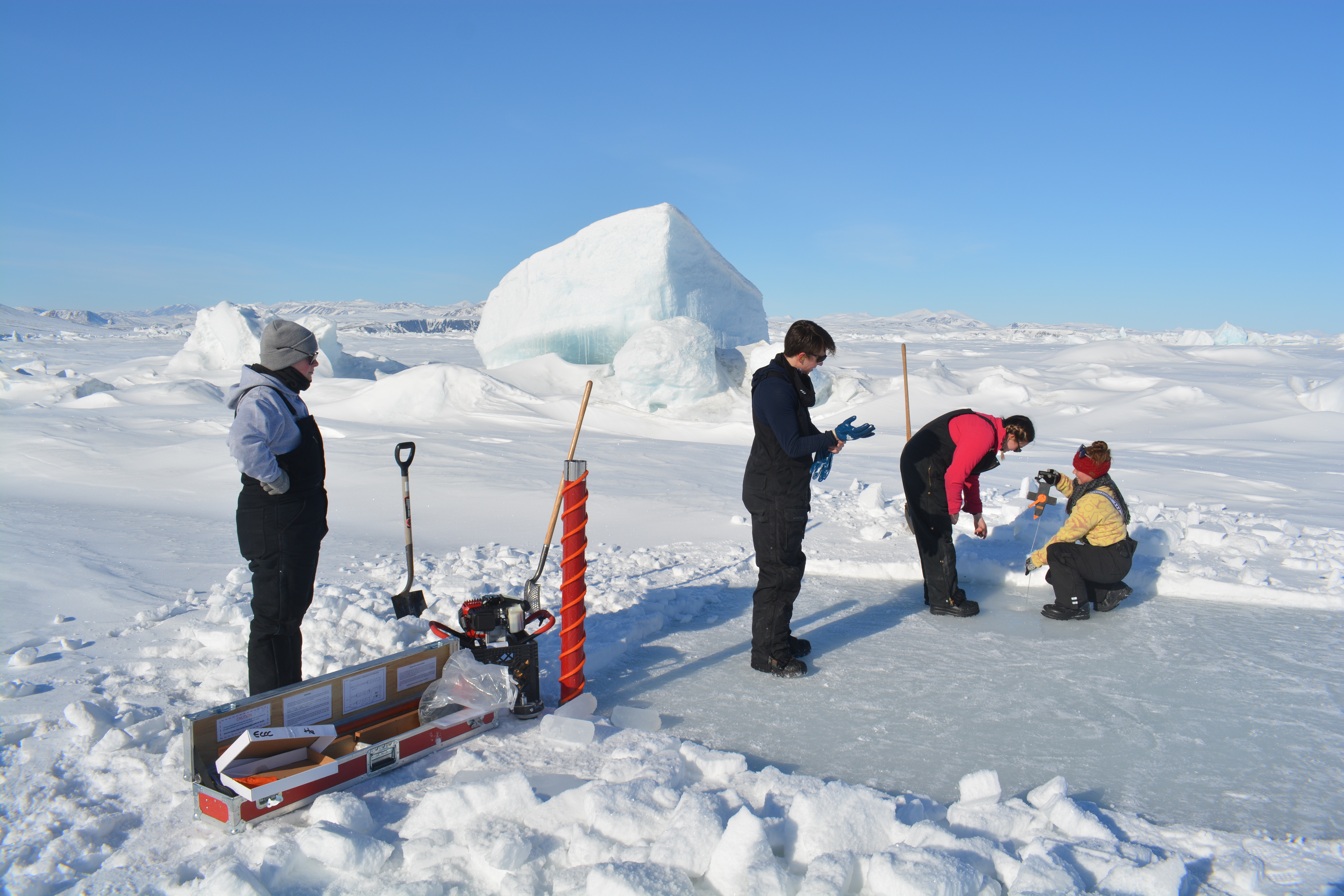 University of Guelph students engaging in the collection of sea ice cores in Alert, Nunavut, located just 800 kilometers from the North Pole.