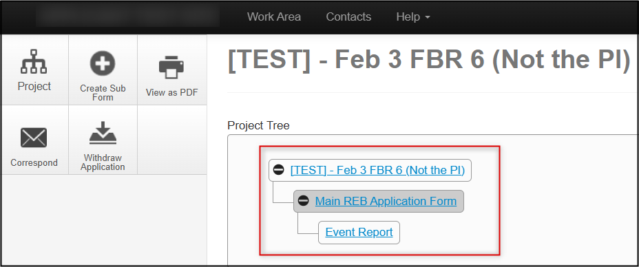 Menu tree of the project is higlighted, different sections exist within the tree