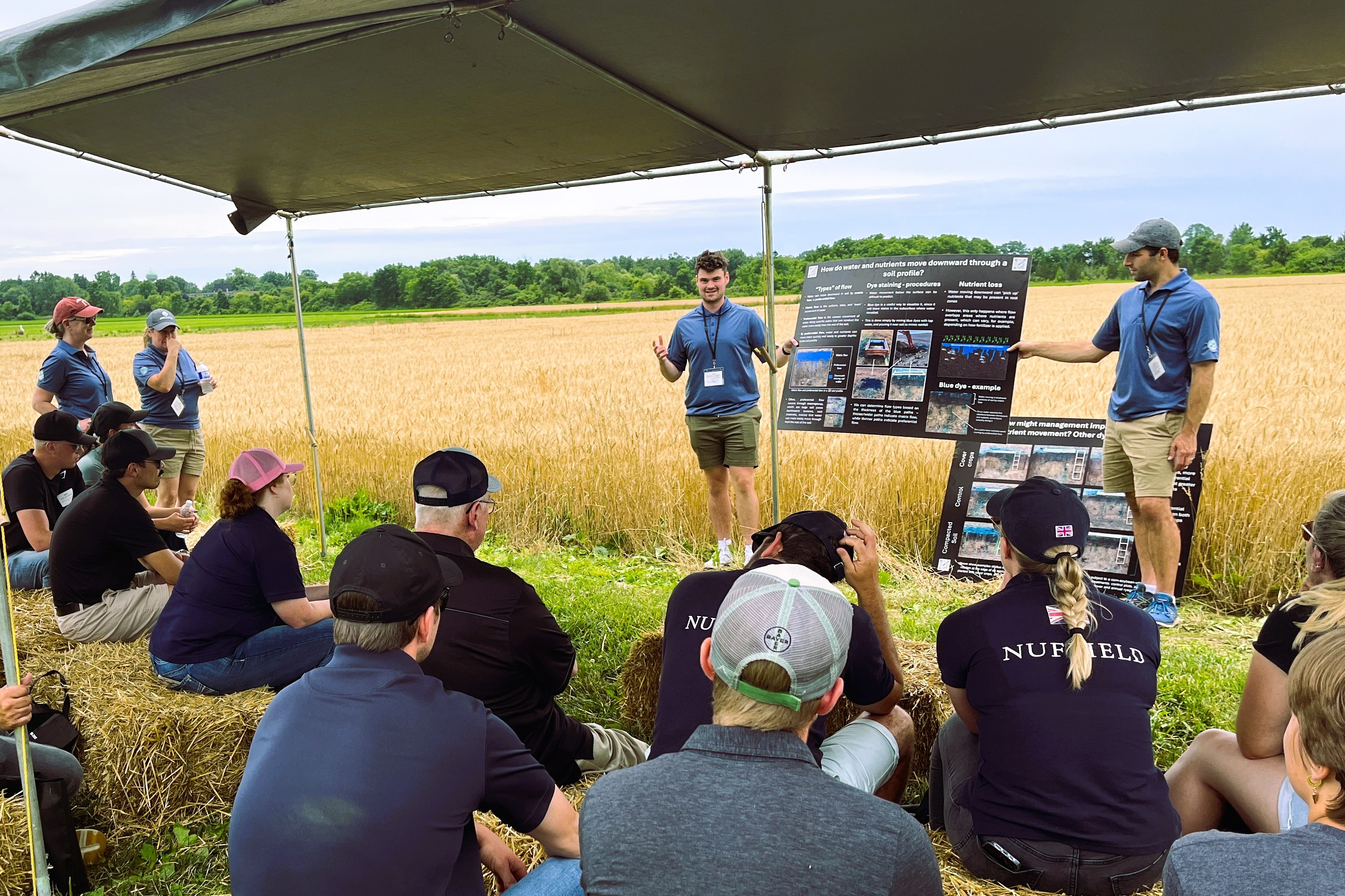 A man sharing soils research at Ridgetown's campus.