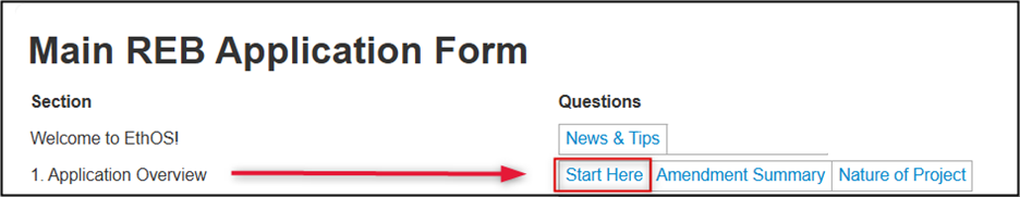 Start Here button is highlighted on the left-side menu list