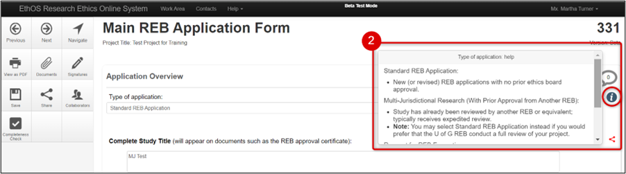 This indicates the second step of selecting an application type. A text box appears briefly explaining each type of application.