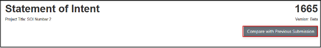 screenshot of form, highlighting compare with previous submission button