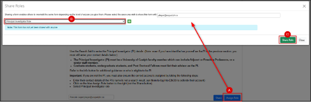 screenshot showing Principal Investigator role access being assigned 