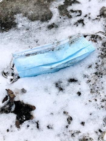 A blue mask in the snow