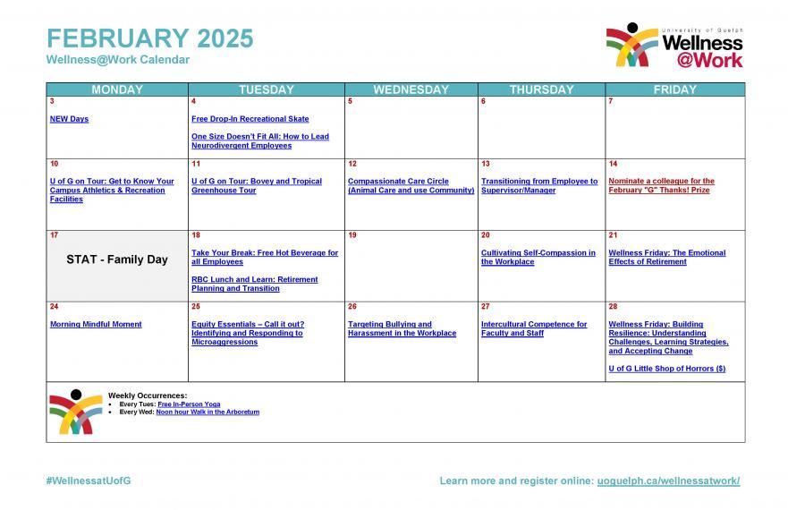 February 2025 Wellness Calendar